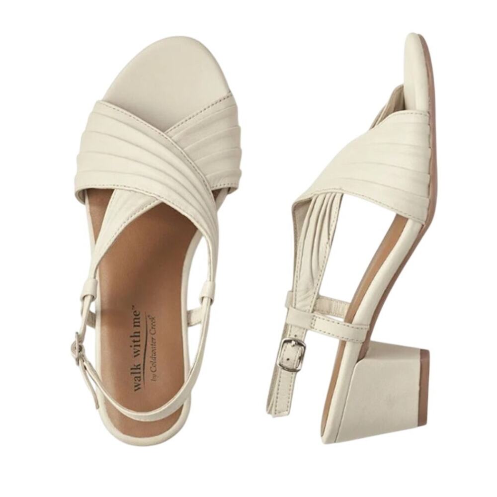 Coldwater Creek Womens Clarissa Slingback Sandals Size 6.5 White Leather NWOB